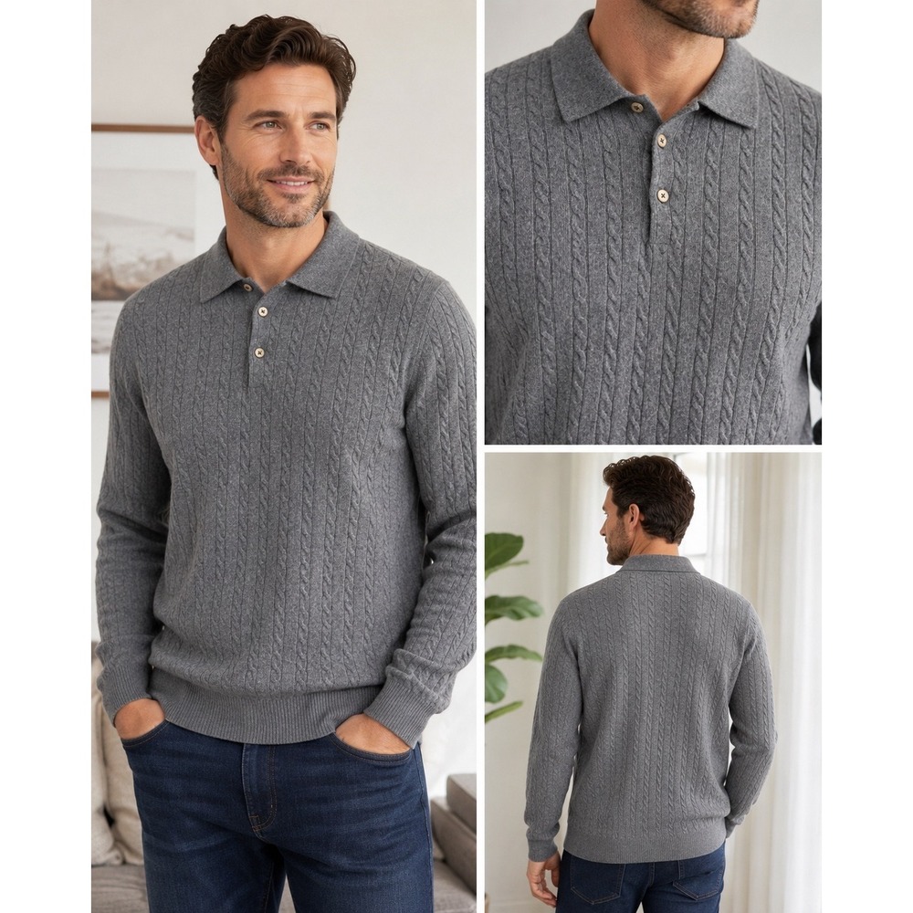 Kirkland Signature 100% Cashmere Cable Knit Sweater – Men's Size Medium
